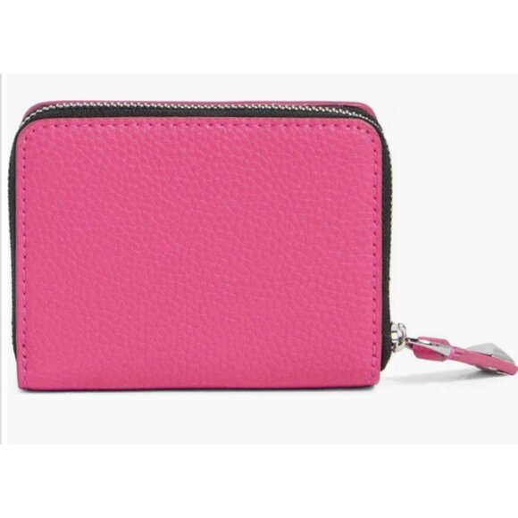New Marc Jacobs Bold SLG Mini Compact Bifold Wallet Pebble Leather Hot Pink - Picture 4 of 6